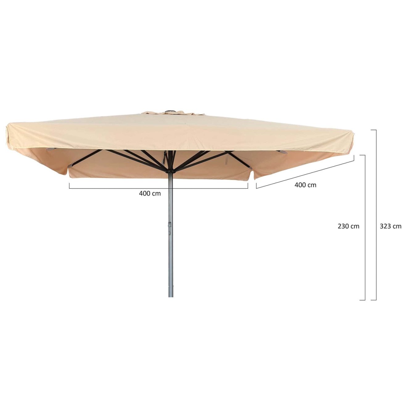 96920750 Parasol Karin2.0 400x400 Ecru Antraciet Afmetingen