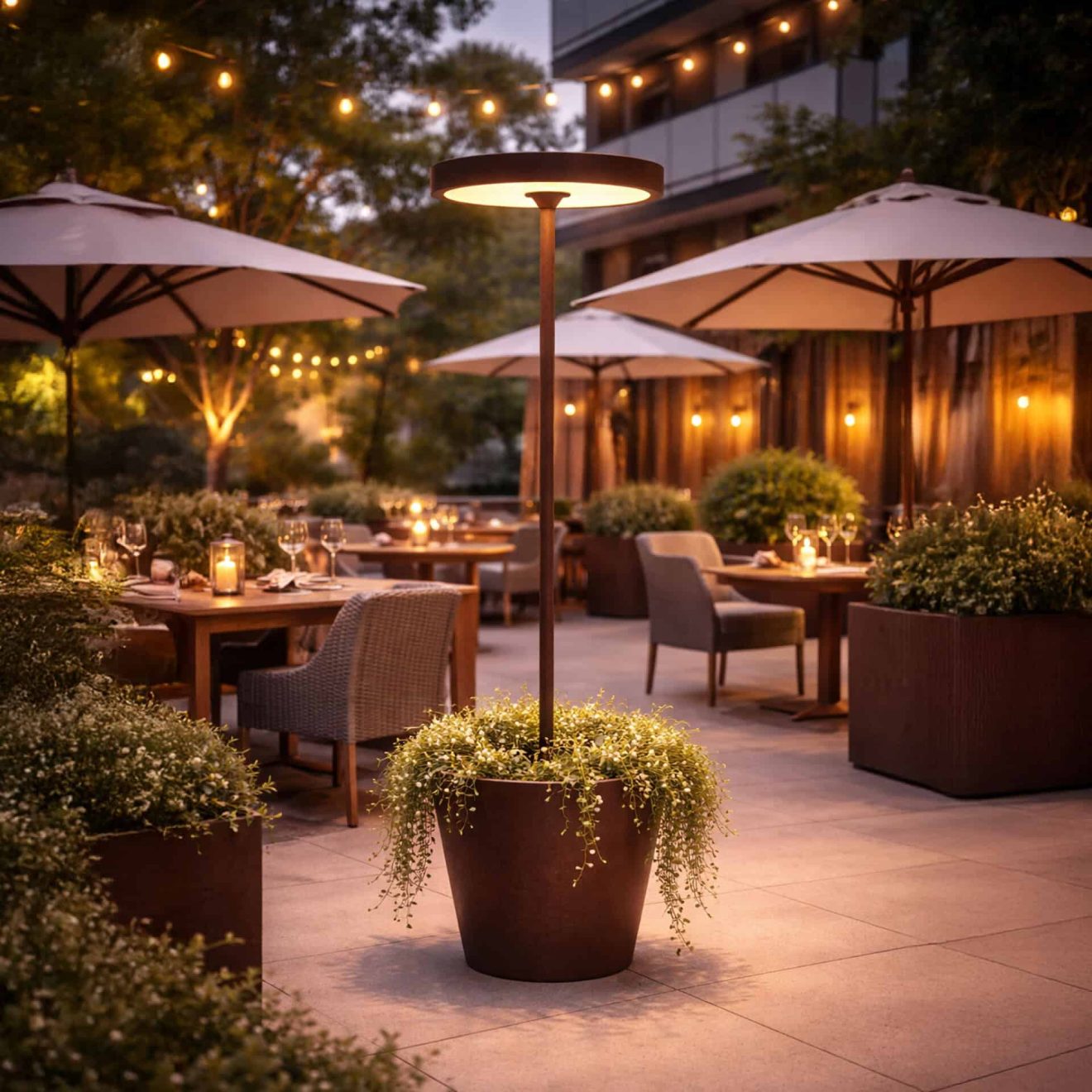 97116810 Poldina Vloerlamp Reverso Solar Bruin Sfeer 2hr