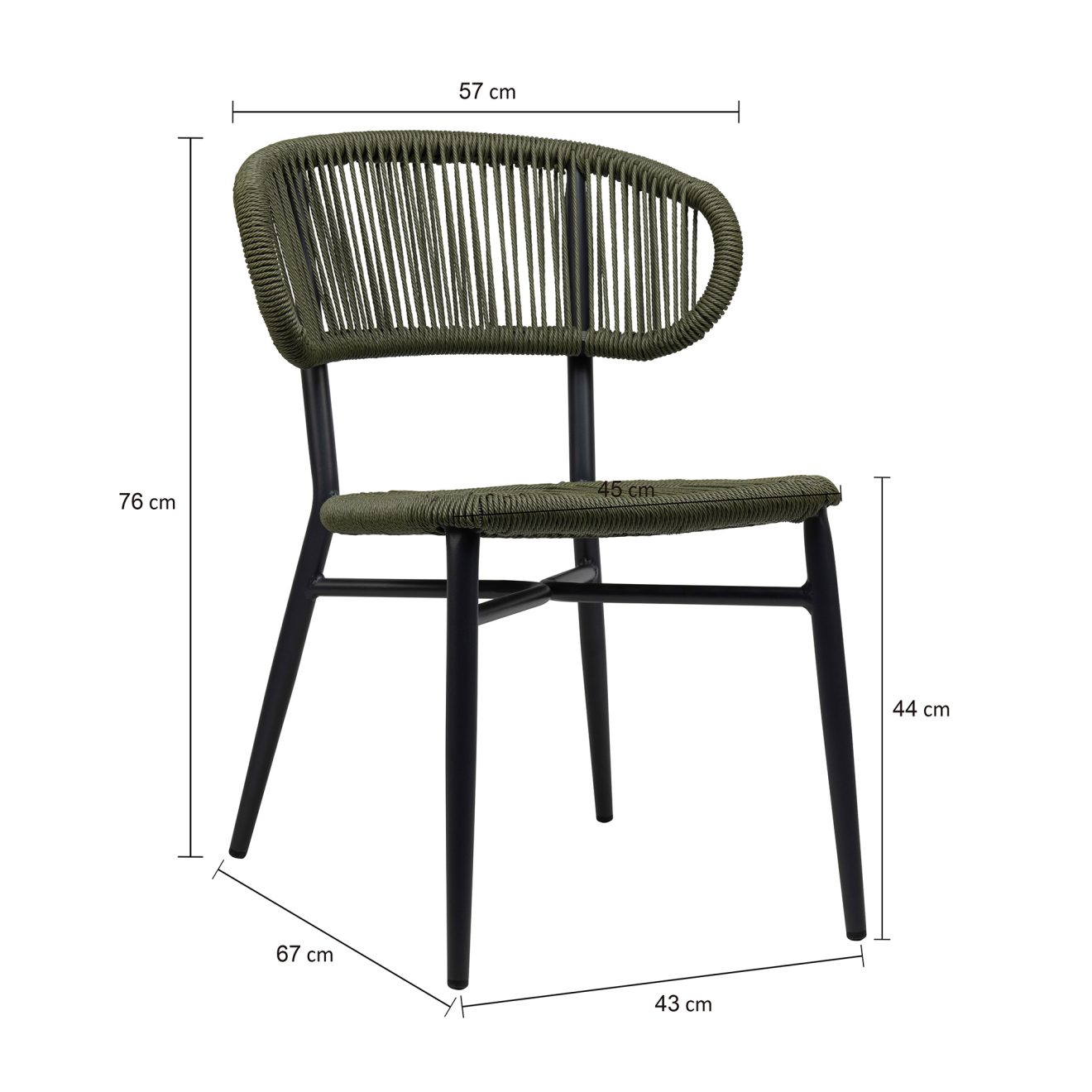 96915250 Terrasstoel Jorden Charcoal Green Afmeting