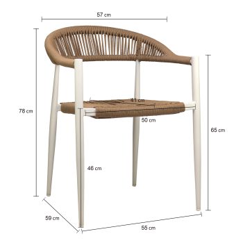 96916350 Terrasstoel Jonah Naturel Wit Afmeting