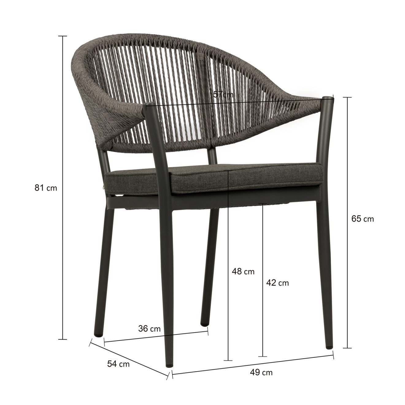 96917270 Terrasstoel Lion Antraciet Afmeting