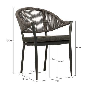96917270 Terrasstoel Lion Antraciet Afmeting