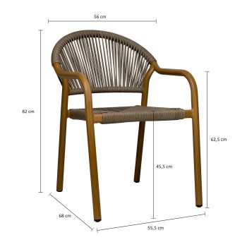 96919790 Farina Terrasstoel Taupe Naturel Afmeting