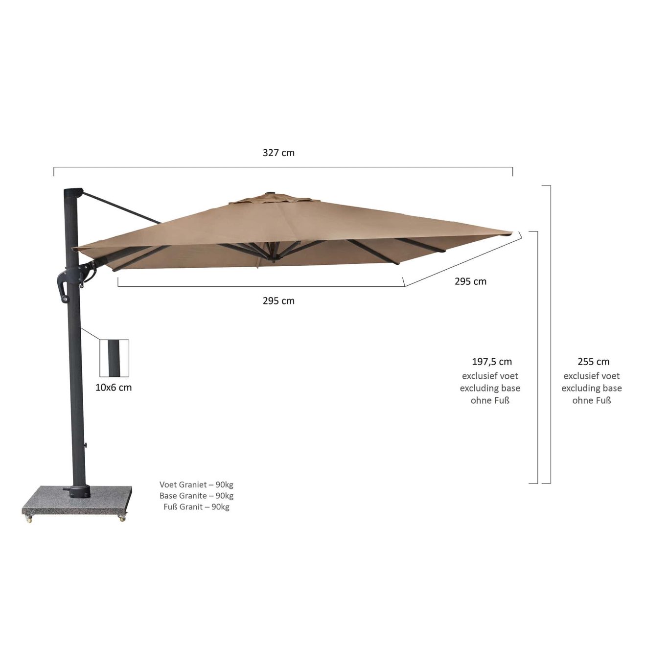 96920530 Parasol Eifel Antraciet Taupe Afmeting