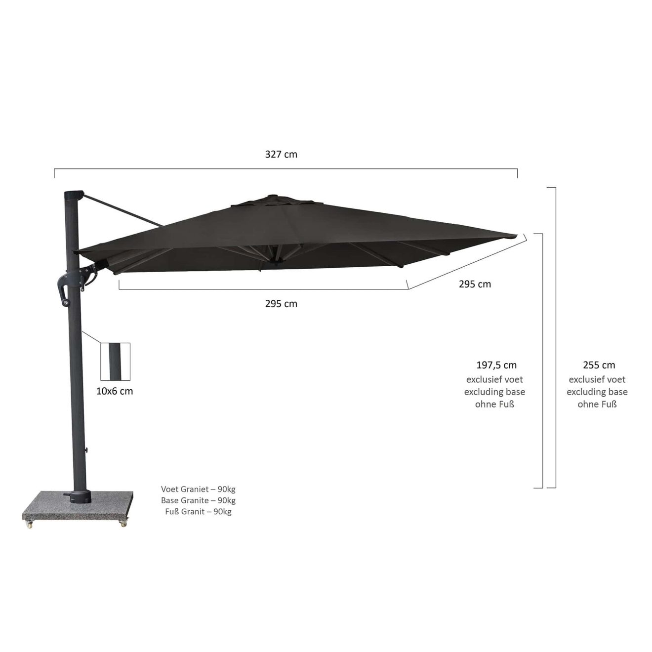 96920540 Parasol Eifel A Ntraciet Zwart Afmeting