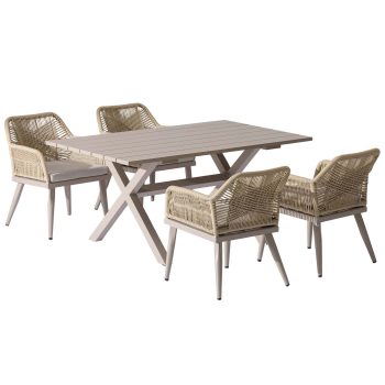 96962220 Vaskin Dining 160x98cm 5pcs Champagne 1hr