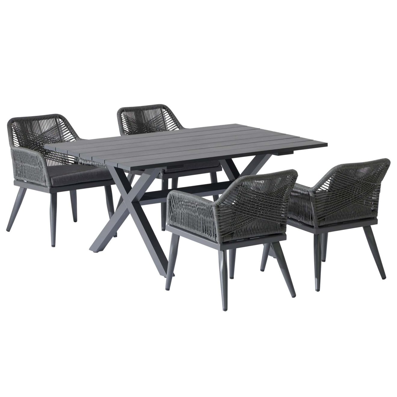 96962230 Vaskin Dining 160x98cm 5pcs Antraciet 1hr