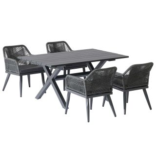 96962230 Vaskin Dining 160x98cm 5pcs Antraciet 1hr