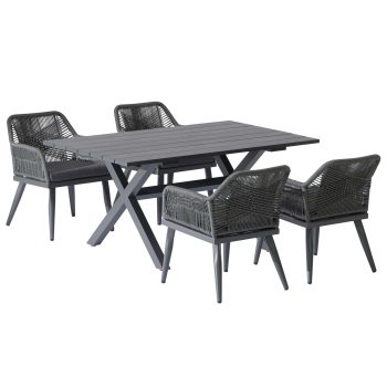 96962230 Vaskin Dining 160x98cm 5pcs Antraciet 1hr