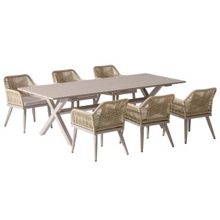 96962240 Vaskin Dining 205x98cm 7pcs Champagne 1hr