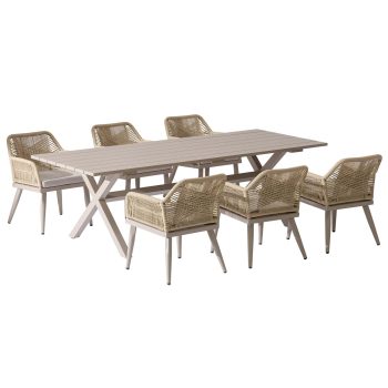 96962240 Vaskin Dining 205x98cm 7pcs Champagne 1hr