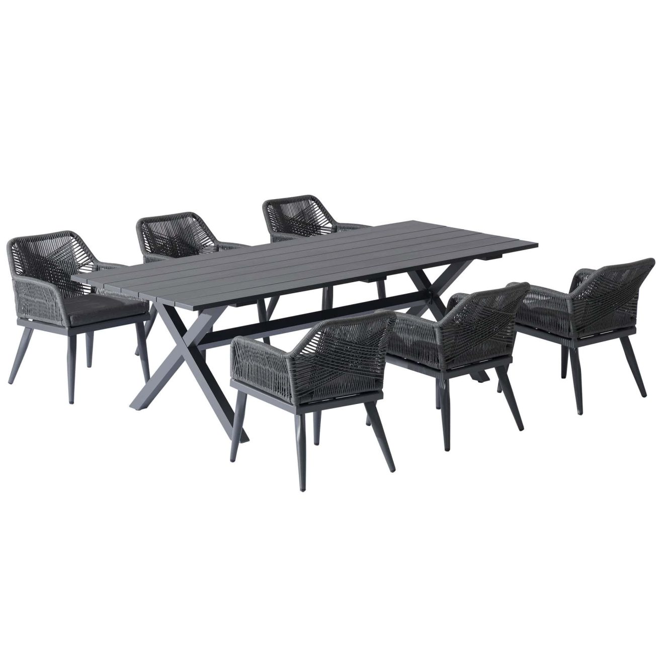 96962250 Vaskin Dining 205x98cm 7pcs Antraciet 1hr