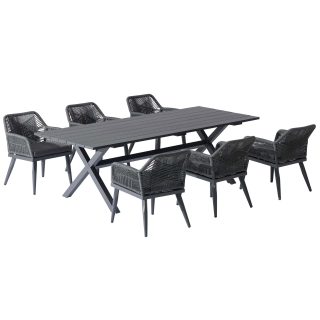 96962250 Vaskin Dining 205x98cm 7pcs Antraciet 1hr