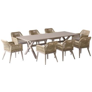 96962260 Vaskin Dining 250x98cm 9pcs Champagne 1hr