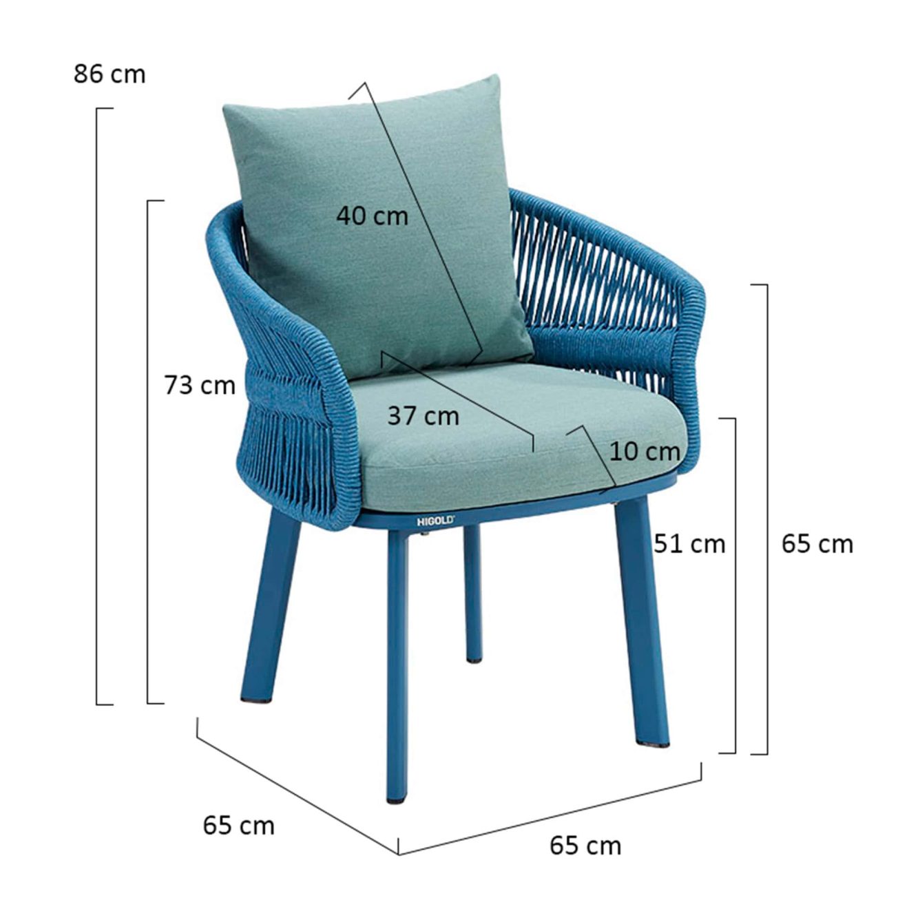 95420000 Diningset Aio Blauw Afmeting