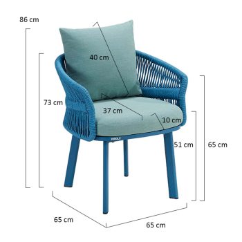 95420000 Diningset Aio Blauw Afmeting