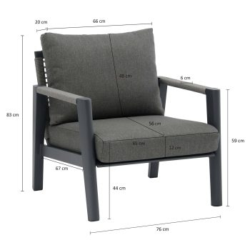 96920950 Loungestoel Hana Antraciet Afmetinghr