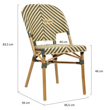 96921300 Tibaut Terrasstoel Groen Beige Afmeting