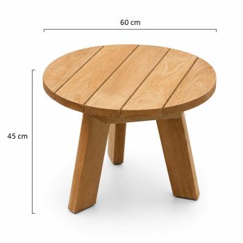 96924160 Micha Bijzettafel Ø60cm Teak Afmetingenhr