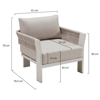 95420460 Borromeo Taupe Stoel Afmeting