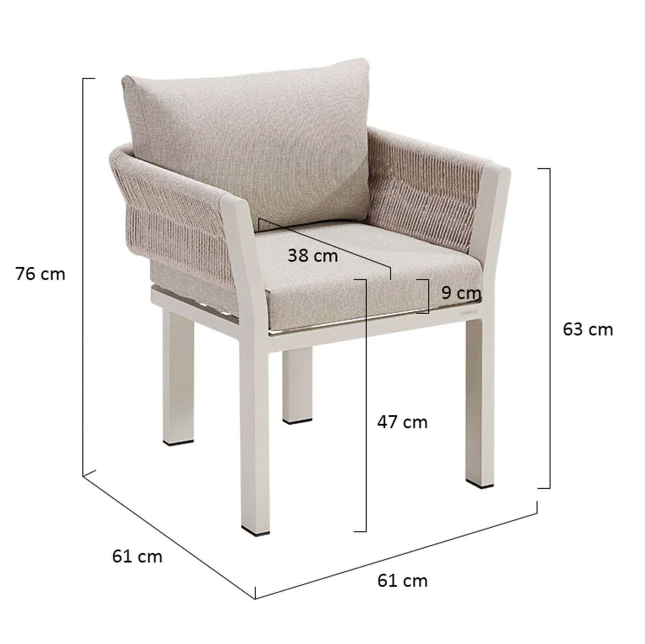 95420510 Borromeo Dining Stoel Afmeting