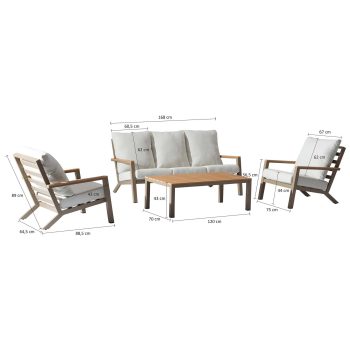 96922260 Birma Loungeset 4pcs Champagne Afmetingenhr