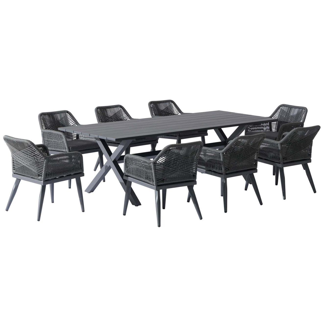 96962270 Vaskin Dining 250x98cm 9pcs Antraciet 1hr