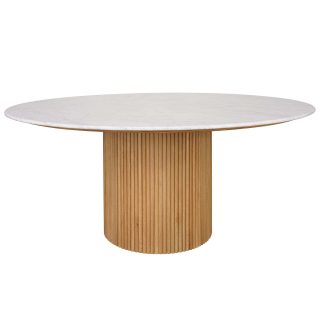 96415200 Bolzano Eettafel ø130 Naturel Marmer Wit 1hr