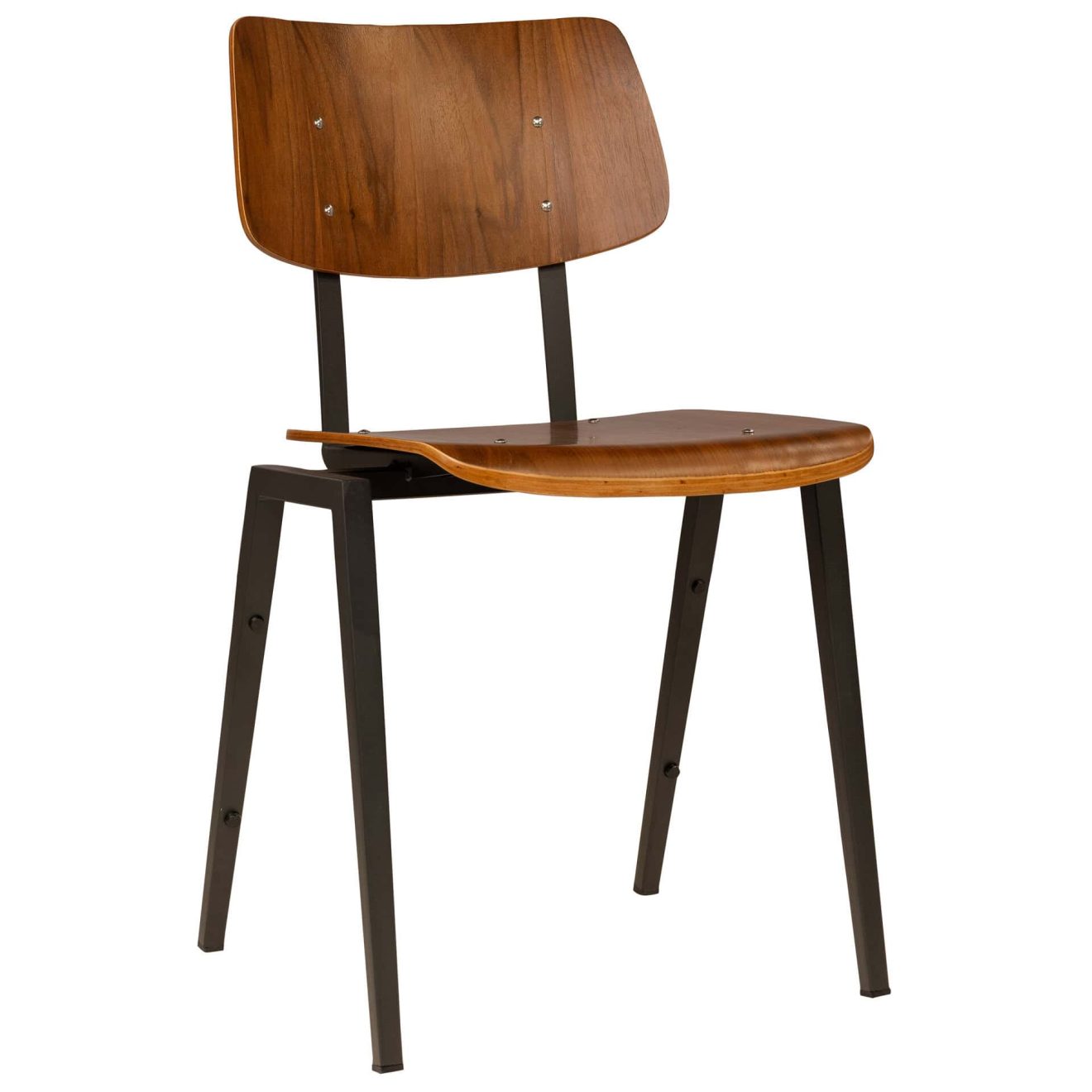 96130660 Elvo Stapelstoel Zwart Metaal Hout 1hr