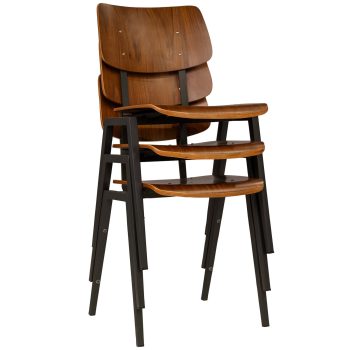 96130660 Elvo Stapelstoel Zwart Metaal Hout Stapel1hr