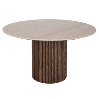 96415180 Bolzano Eettafel ø130 Donker Marmer Travertine 1