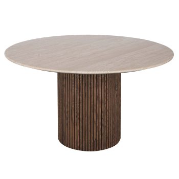 96415180 Bolzano Eettafel ø130 Donker Marmer Travertine 1