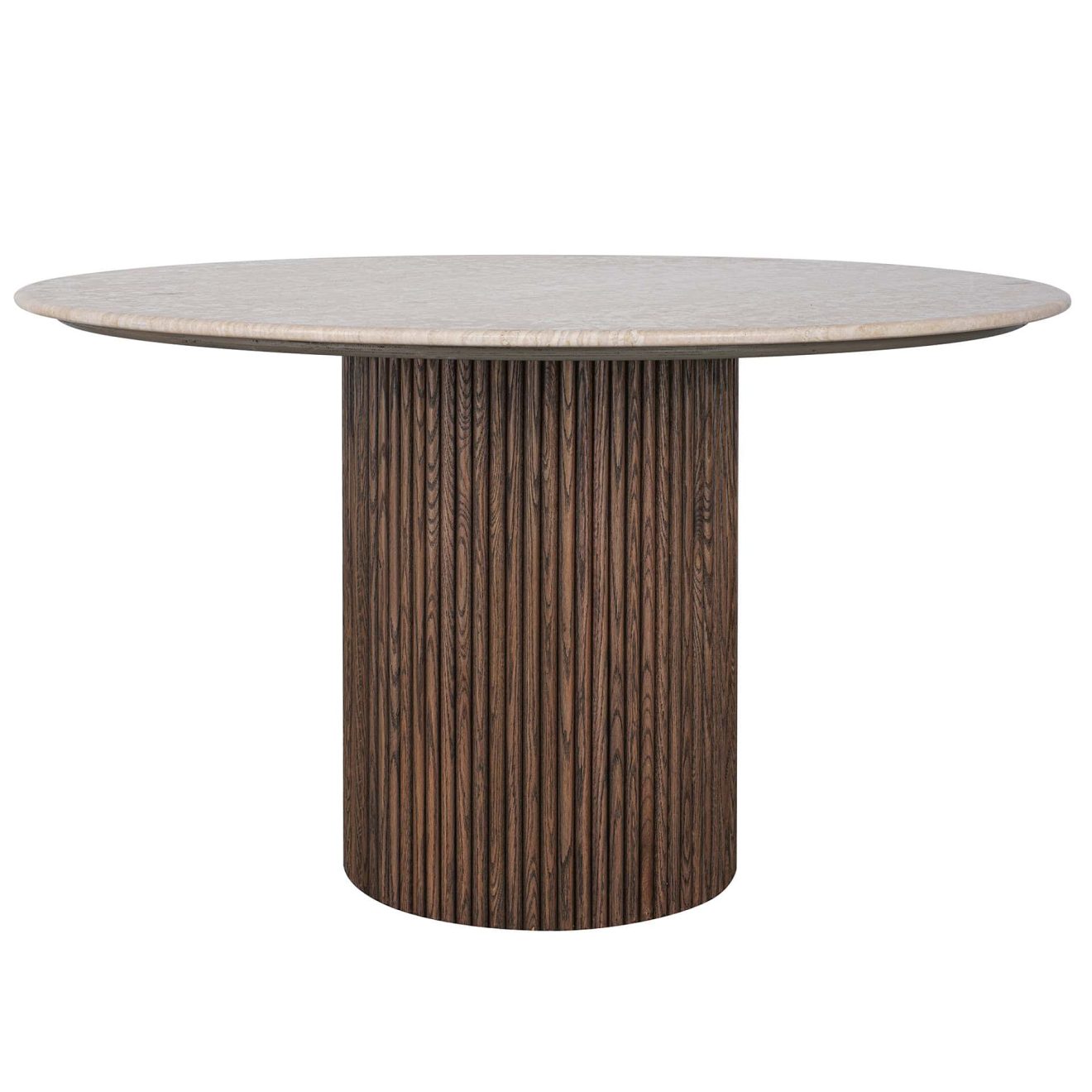 96415180 Bolzano Eettafel ø130 Donker Marmer Travertine 2