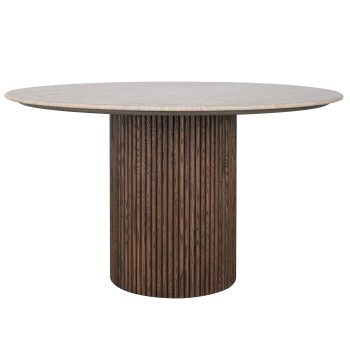 96415180 Bolzano Eettafel ø130 Donker Marmer Travertine 2