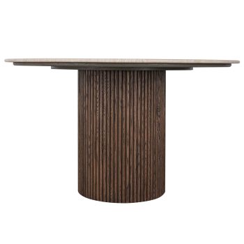 96415180 Bolzano Eettafel ø130 Donker Marmer Travertine 3