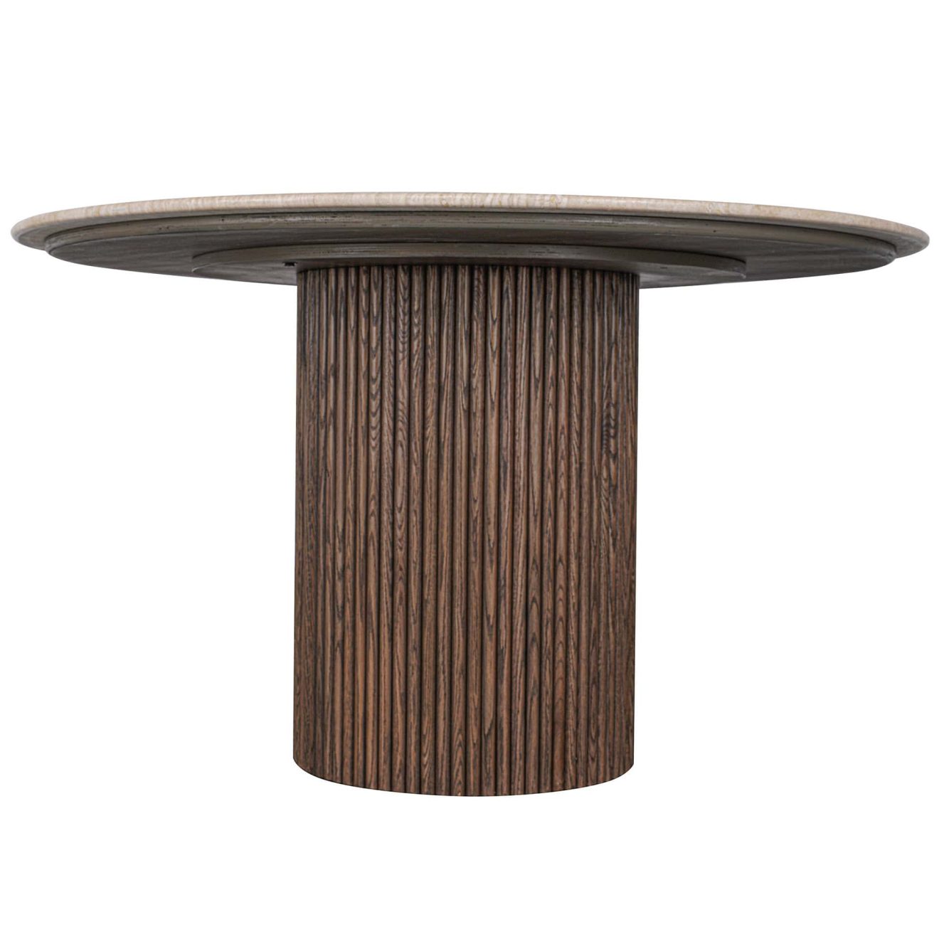 96415180 Bolzano Eettafel ø130 Donker Marmer Travertine 4