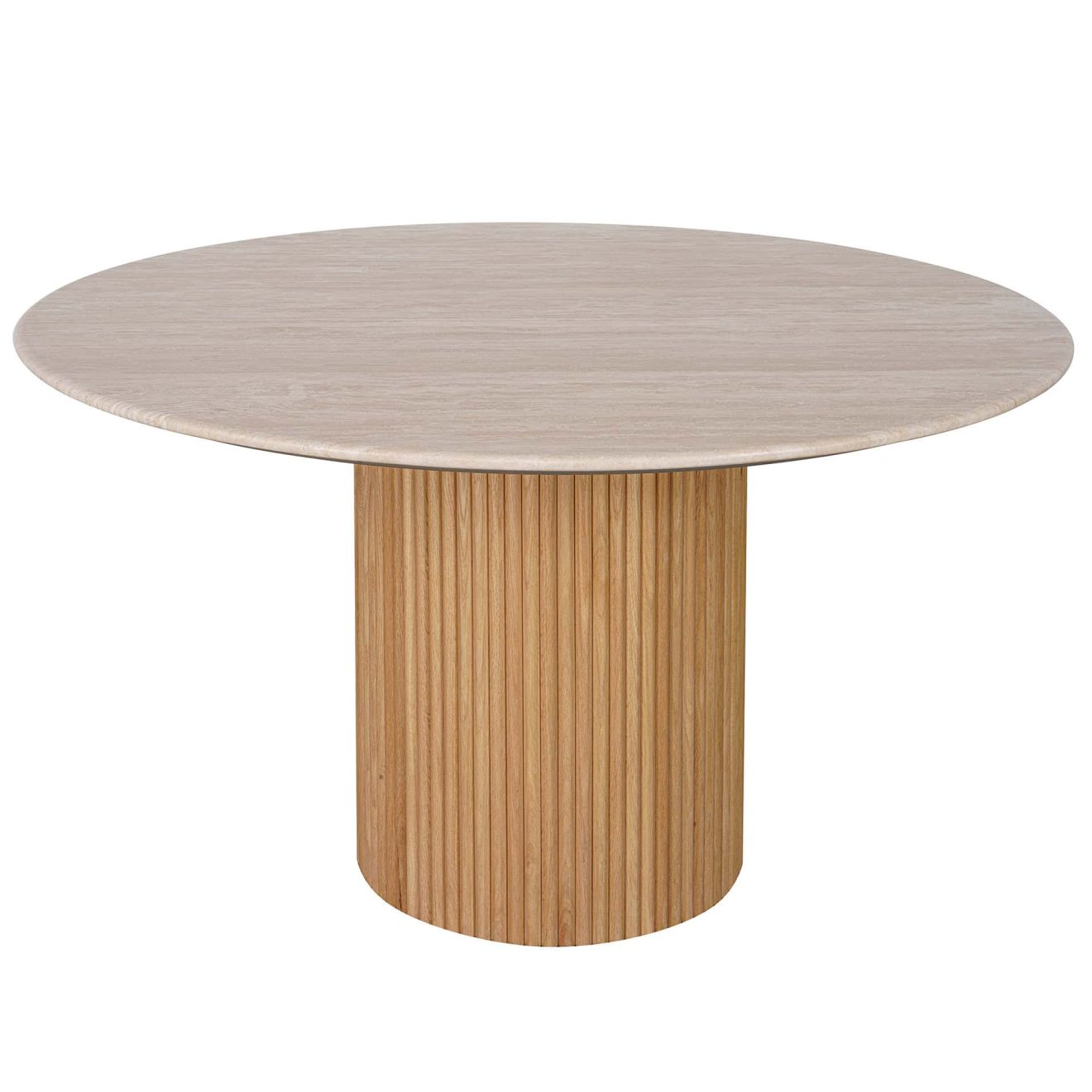 96415190 Bolzano Eettafel ø130 Naturel Marmer Travertine 1