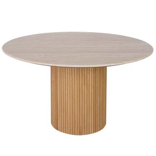 96415190 Bolzano Eettafel ø130 Naturel Marmer Travertine 1