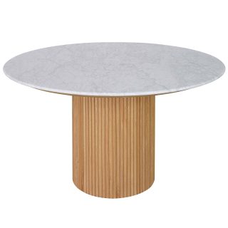 96415200 Bolzano Eettafel ø130 Naturel Marmer Wit 1