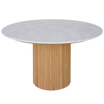 96415200 Bolzano Eettafel ø130 Naturel Marmer Wit 1