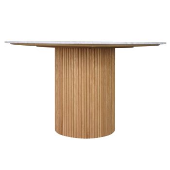 96415200 Bolzano Eettafel ø130 Naturel Marmer Wit 3