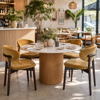 96415200 Bolzano Eettafel ø130 Naturel Marmer Wit Sfeer 2
