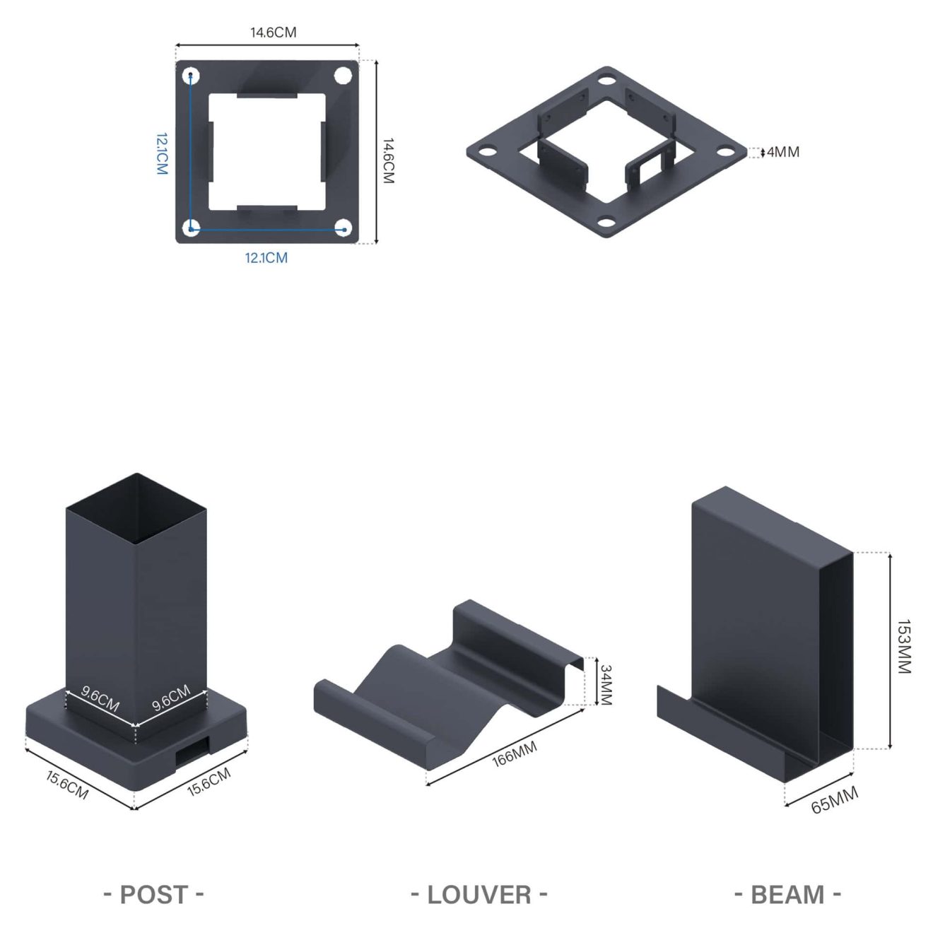 96924560 Reflect Eco 3x3m Antraciet Afmetingen 2hr