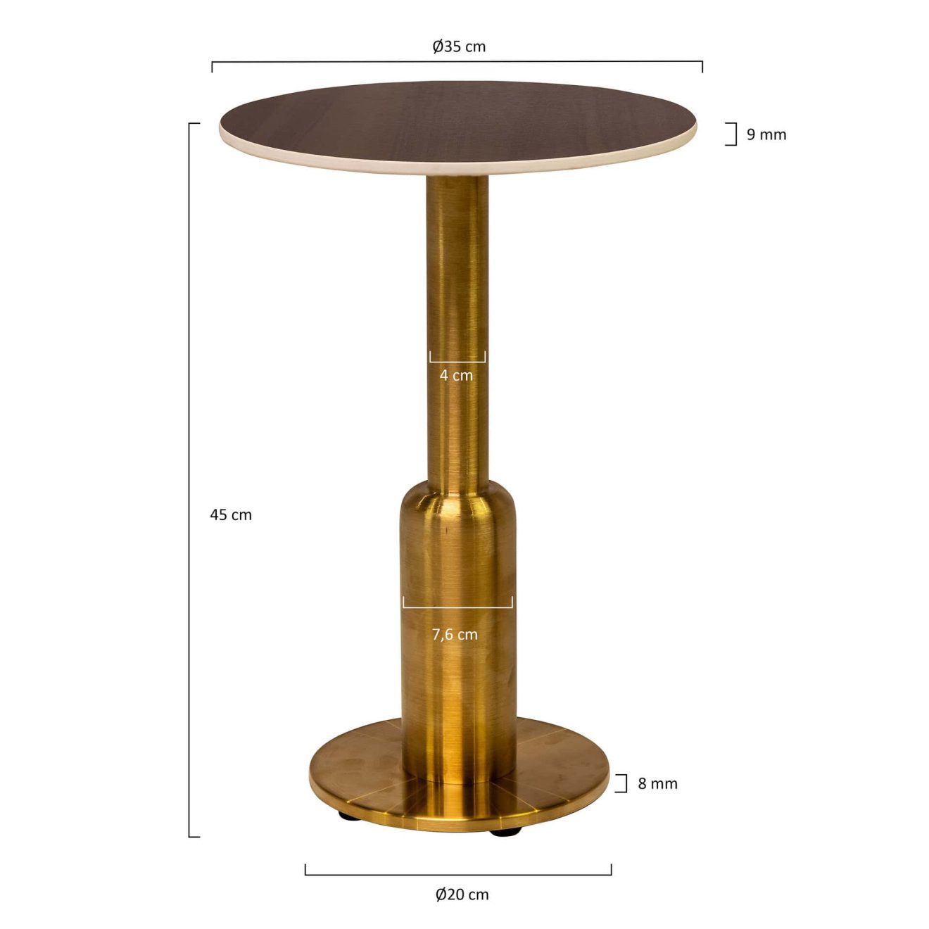 96927920 Duco Bijzettafel Goud T004 H45cm Afmetinghr