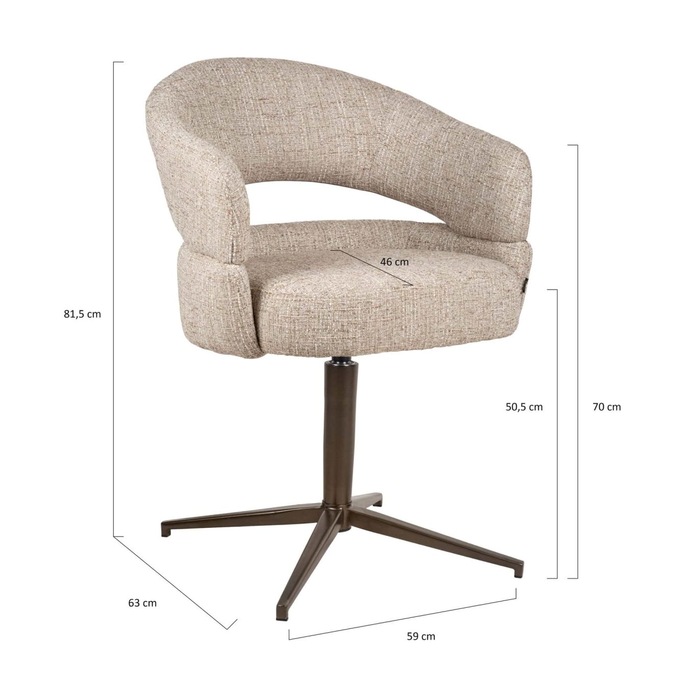 96130300 Pillo Armstoel Draaibaar Beige Afmetingen