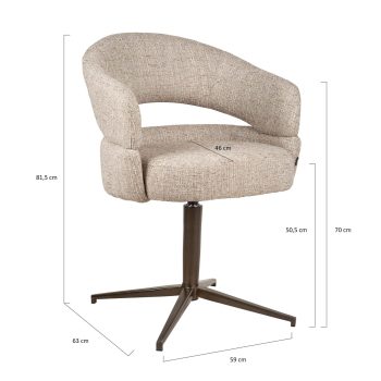 96130300 Pillo Armstoel Draaibaar Beige Afmetingen