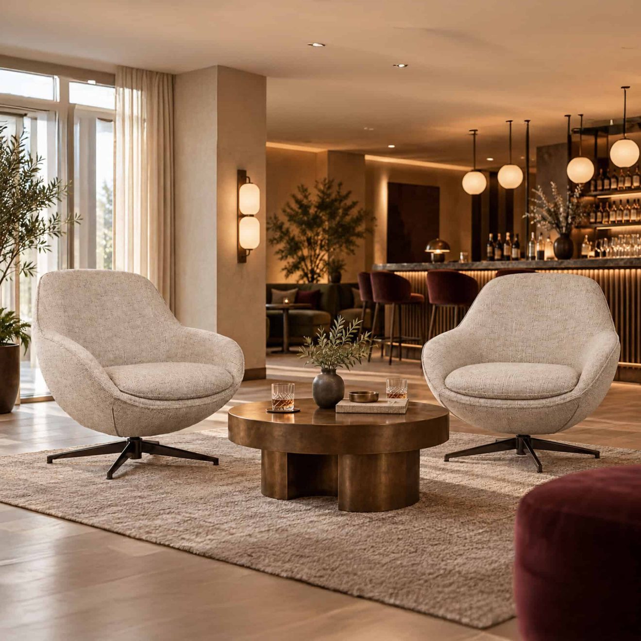 96130320 Bruno Loungestoel Draaibaar Beige Sfeerhr