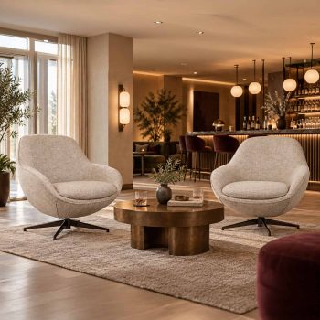 96130320 Bruno Loungestoel Draaibaar Beige Sfeerhr