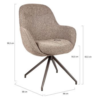 96130350 Bruno Armstoel Draaibaar Bruin Afmetingenhr